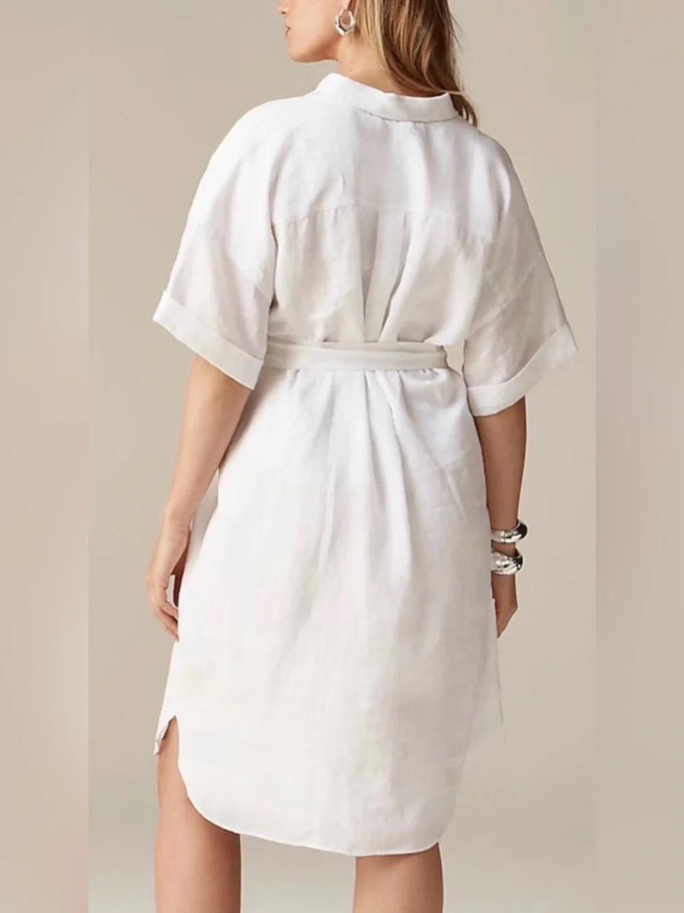 J.Crew Petite Capitaine Shirtdress in Linen White